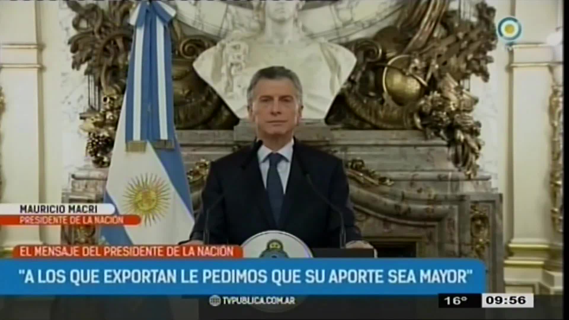 Mensaje: Macri habló de emergencia y de nuevas medidas económicas