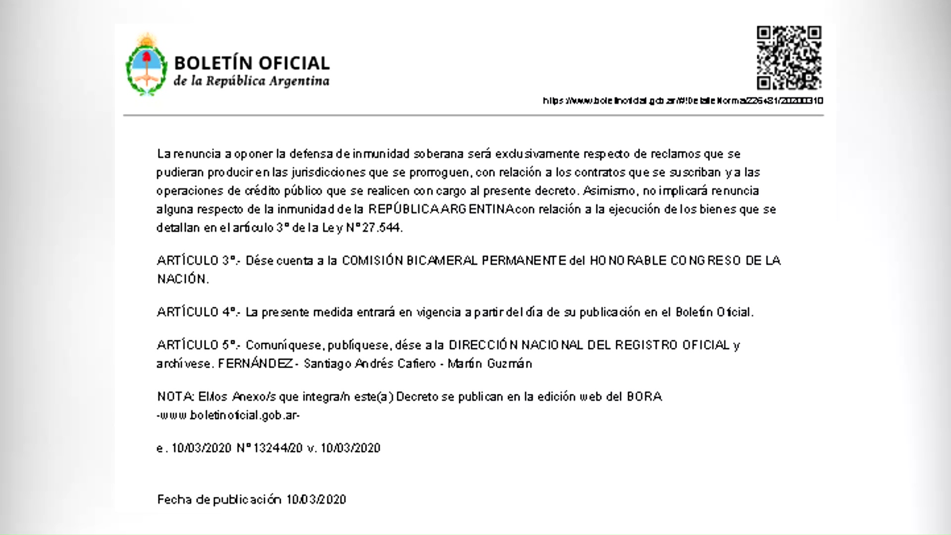 A través de un decreto Fernández autorizó reestructurar la deuda por usd 64.842 millones